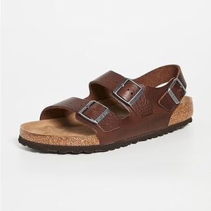 Birkenstock Men’s Milano Sandals in Brown Leather Size 46/US 13